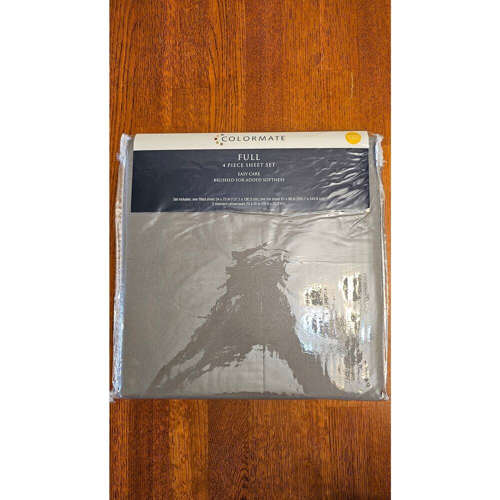 NEW Colormate gray‎ microfiber 4 piece sheet set FULL